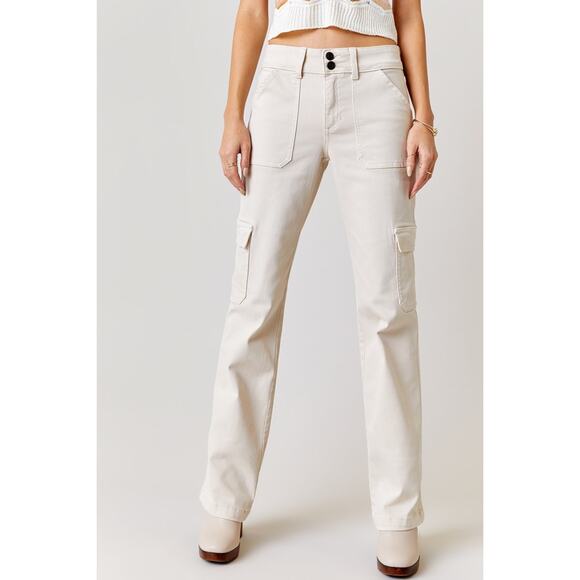 NWT Harper Heritage Cargo Bootcut Jeans Women's Size 29 Beige - Picture 1 of 12